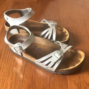 Back strap silver strappy sandals bali cork multi strap leather 39 eu 8-8.5 us